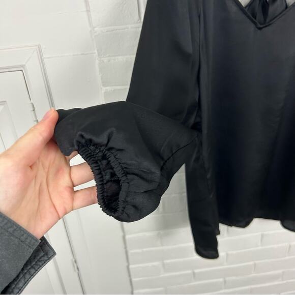 NWT Nine West Black Bow Back Tie Blouse Size L - Picture 7 of 12